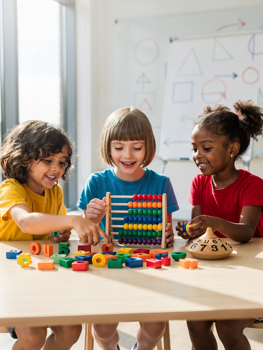 Children playing card game together